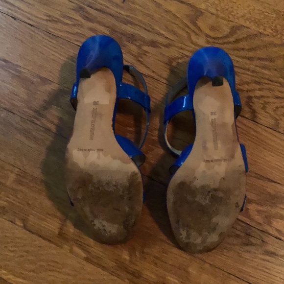 Manolo Blahnik patent blue stiletto strappy heels! - Picture 5 of 9